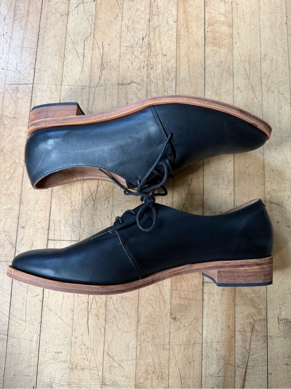FORTRESS OF INCA Emmy Oxfords Black Leather Lace Up Leather Sole Classic 39 - Picture 7 of 11